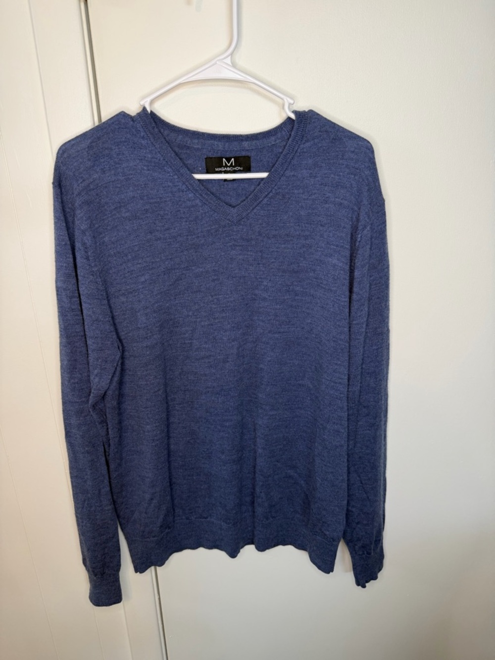 Magaschoni Men’s V-Neck Sweater - Blue